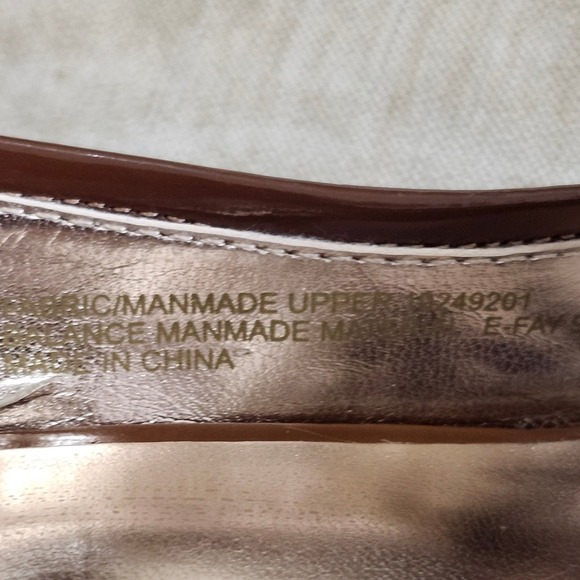 Vtg Etienne Aigner Slingback Heels Women 9M Brown Monogram Peep Toe Buckle Y2K - Picture 9 of 12